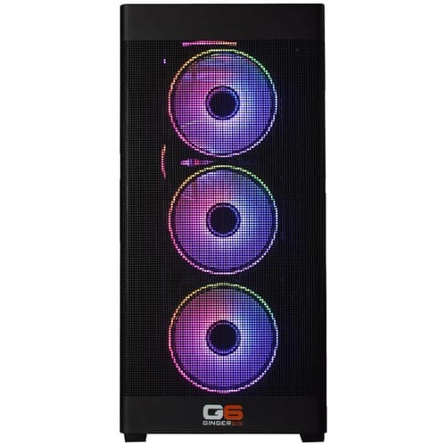 Interior of the G6 Storm X2, AMD Radeon RX 9060 XT seated on the Gigabyte H610M K V2