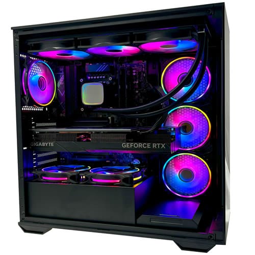 Rear panel of the G6 Galactic U2, Nvidia RTX 5080 DisplayPort and HDMI outputs alongside the Z890 UD WIFI6E USB4 Type-C, 2.5GbE LAN, and Wi-Fi 6E antenna ports