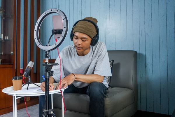 Content creator recording video