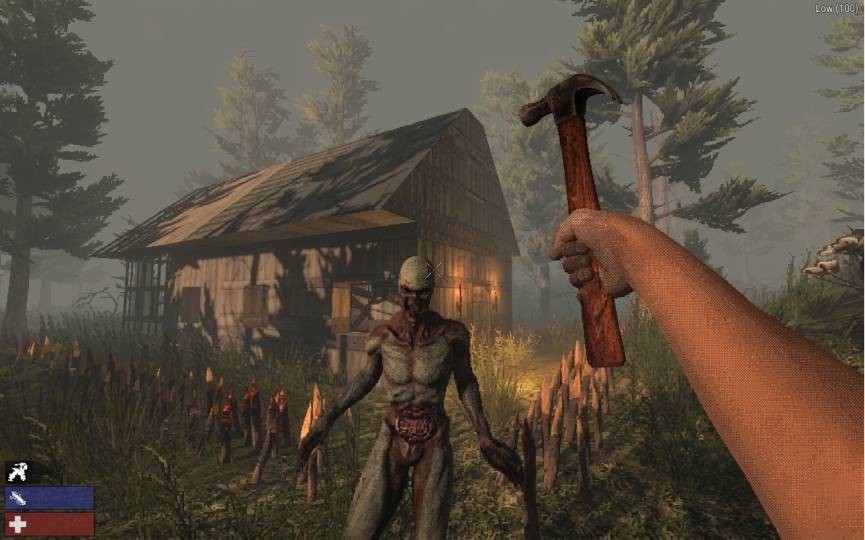 7 Days to Die at medium settings — reduced terrain and lighting detail