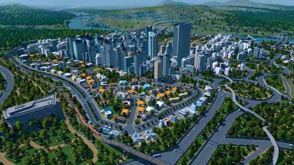 Cities Skylines very large city at high-end hardware performance