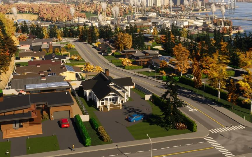 Cities Skylines large city with workshop assets — complex road network and high population