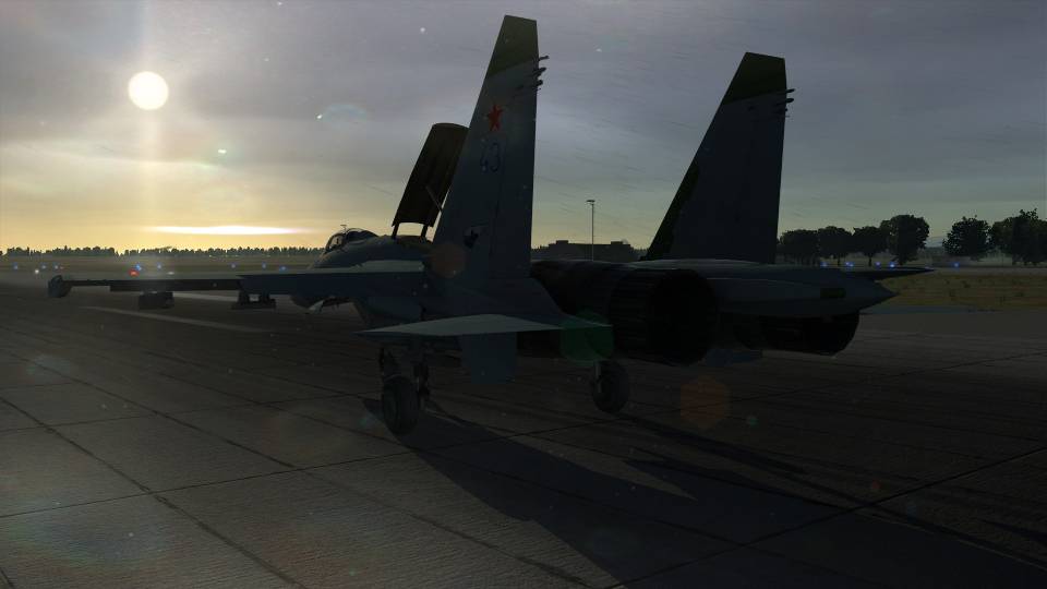 DCS World at entry settings — flat screen, Caucasus map