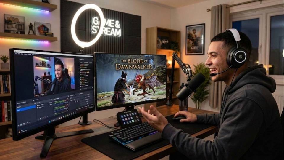 Gaming setup covering Blood of Dawnwalker, The Witcher 4, and other open world RPGs at 4K