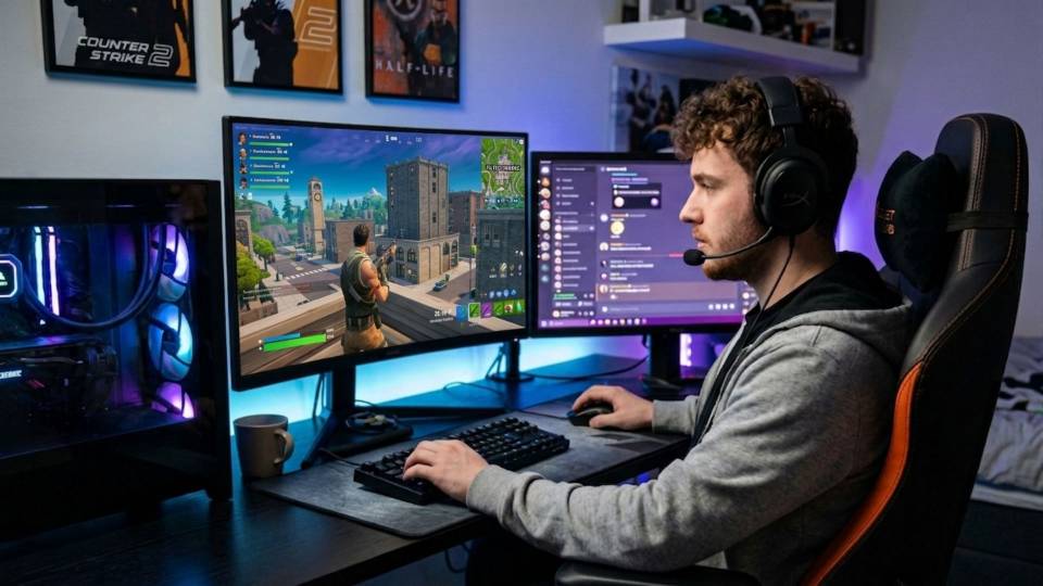Casual Fortnite player enjoying Epic quality settings on a Ginger6 gaming PC