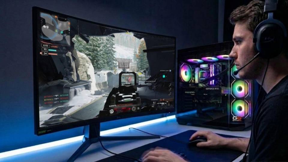 Ginger6 gaming PC in a Black Ops 7 desk setup — 240fps competitive multiplayer