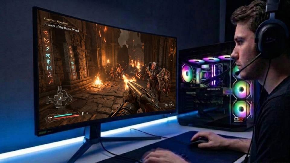 Ginger6 custom gaming PC hand-assembled in Wolverhampton for Doom: The Dark Ages — sustained GPU load, ray tracing
