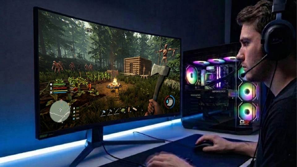 Ginger6 gaming PC in a clean desk setup with The Forest on a 1080p or 1440p display