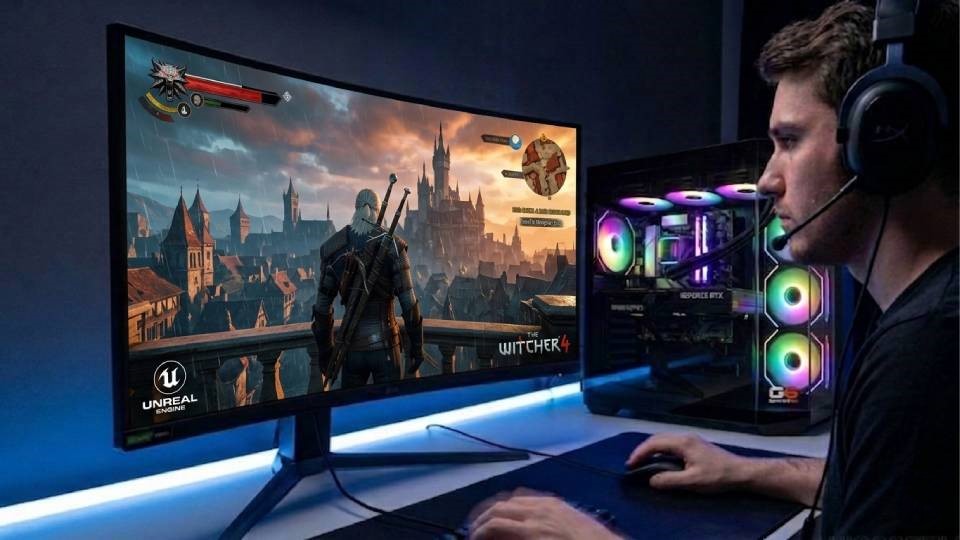 Ginger6 custom gaming PC build interior — high-end GPU configuration for The Witcher 4