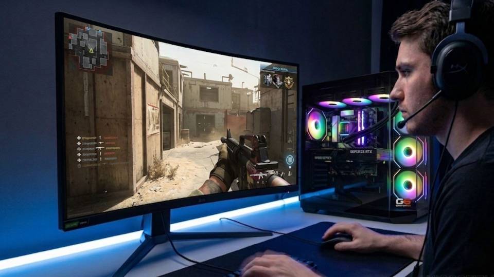 Ginger6 gaming PC in a Modern Warfare desk setup — consistent multiplayer performance