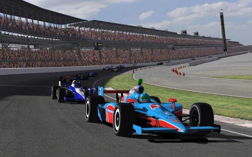 iRacing at competitive settings — triple screen setup
