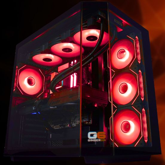 Ginger6 AMD Radeon RX 9070 XT gaming PC hand-built in Wolverhampton, high-performance build with tempered glass panel