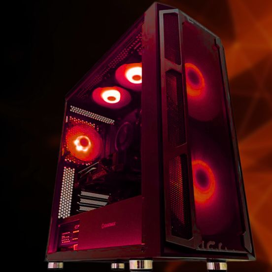 Ginger6 AMD Radeon RX 9070 gaming PC hand-built in Wolverhampton, shown with clean cable management and tempered glass panel