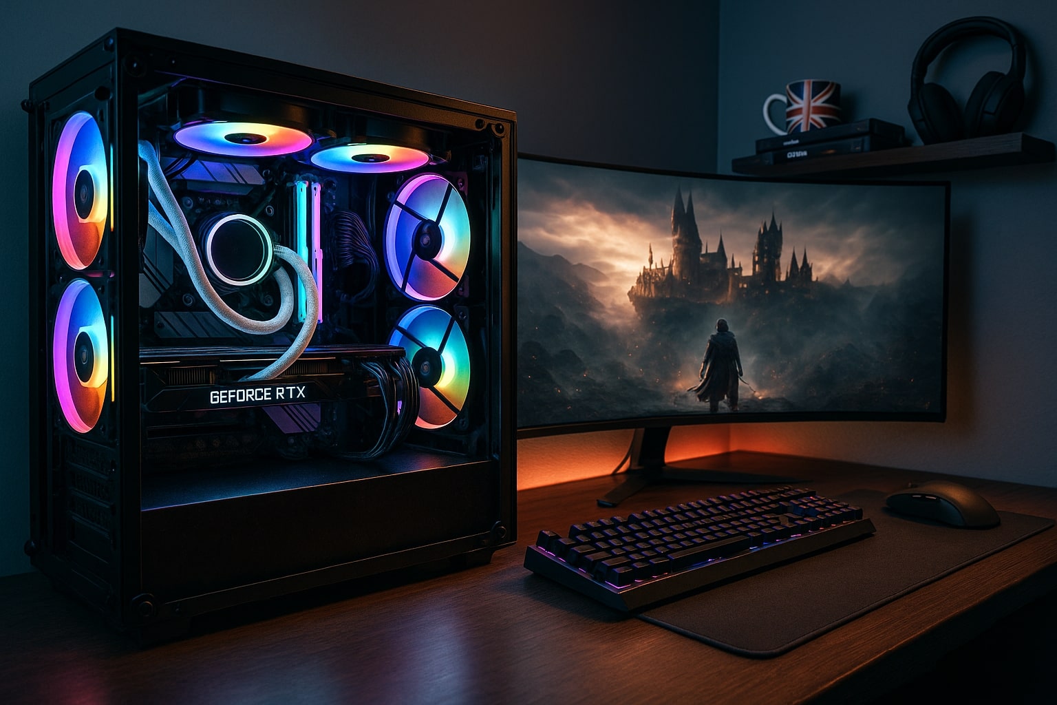 High-end Ginger6 prebuilt gaming PC in a UK gaming room setup