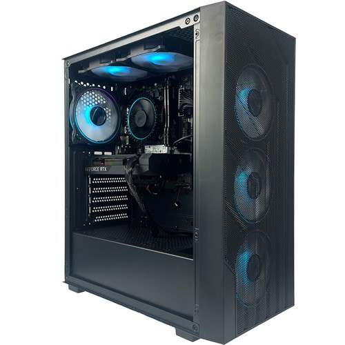 Rear panel of the G6 Fusion 800 X3, RTX 5060 Ti 8GB DisplayPort and HDMI outputs alongside the A620M H USB and 1GbE LAN ports