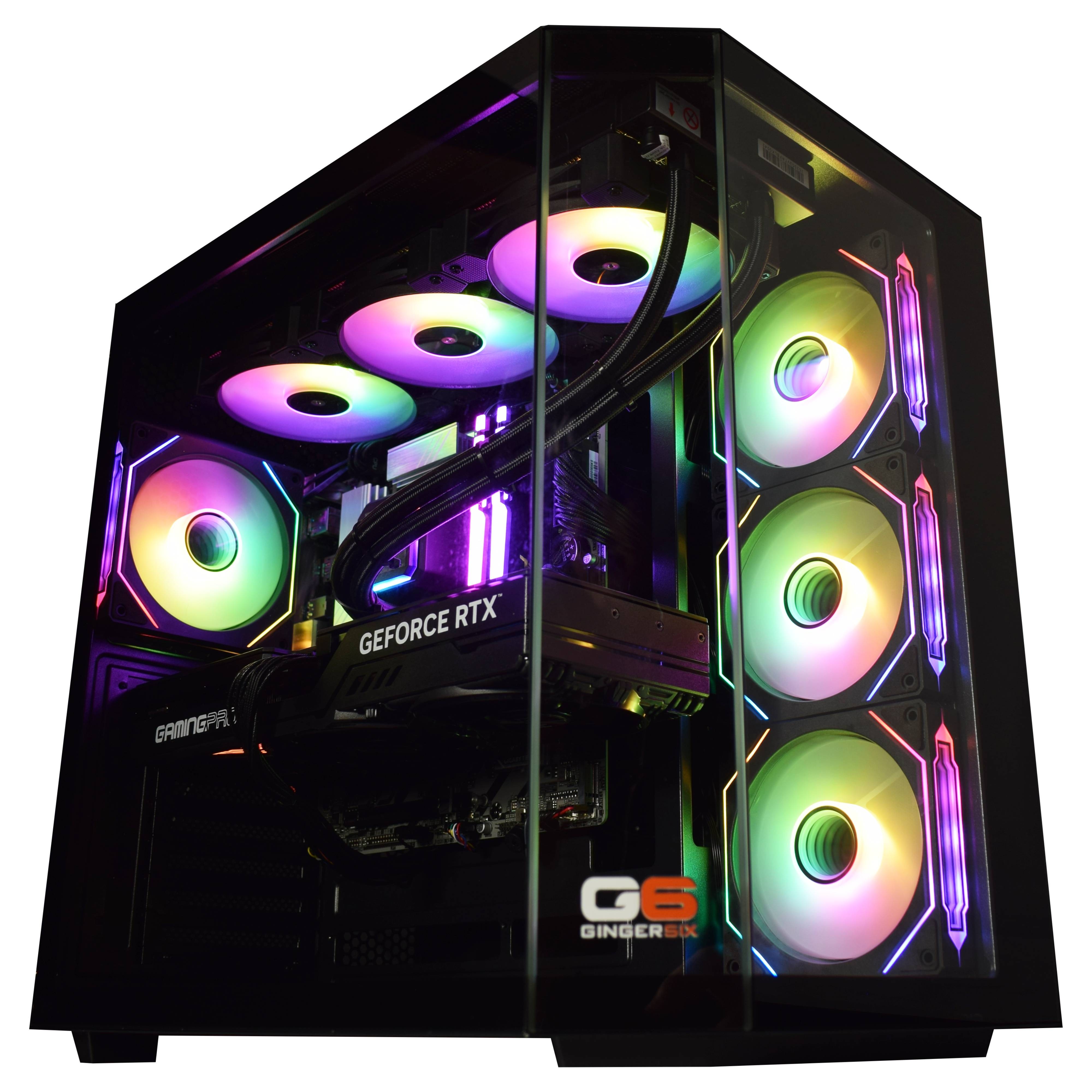 G6 Sonic FSX4 — a finished Ginger6 custom gaming PC with lit RGB fans