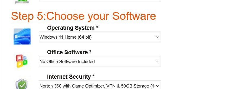 Step 5 Software of the Intel Z790 DDR5 Custom Gaming PC configurator