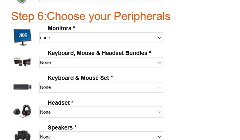 Step 6 Peripherals of the Intel Z790 DDR5 Custom Gaming PC configurator