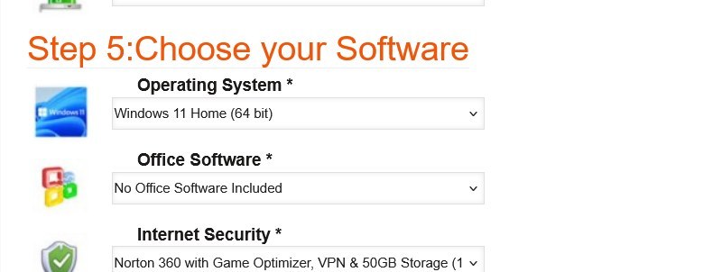 Step 5 Software of the Intel Core Ultra Custom Gaming PC configurator