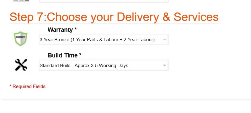 Step 7 Delivery and Services of the Intel Core Ultra Custom Gaming PC configurator